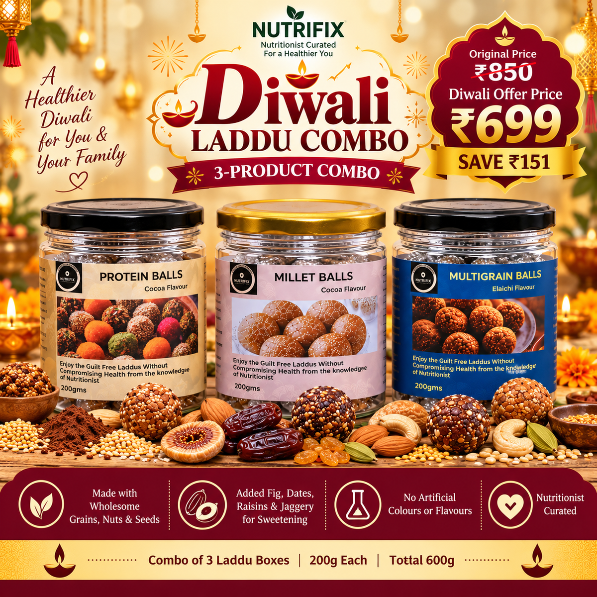Nutrifix Festive Laddu Combo – Protein, Millet & Multigrain Balls